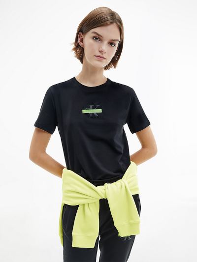 Calvin Klein Ruhák HU636664 | Calvin Klein Slim Organic Cotton Női Póló Fekete